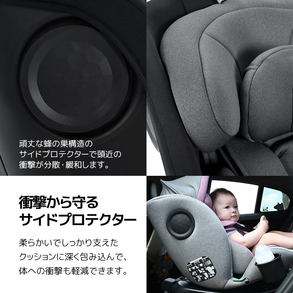 【サポートレッグタイプ】チャイルドシート 新生児 ISOFIX 0歳12歳 360度回転式 40150cm ジュニアシート 調節可能 洗える キャノピー付き ベビーシート ドリンクホルダー付き 出