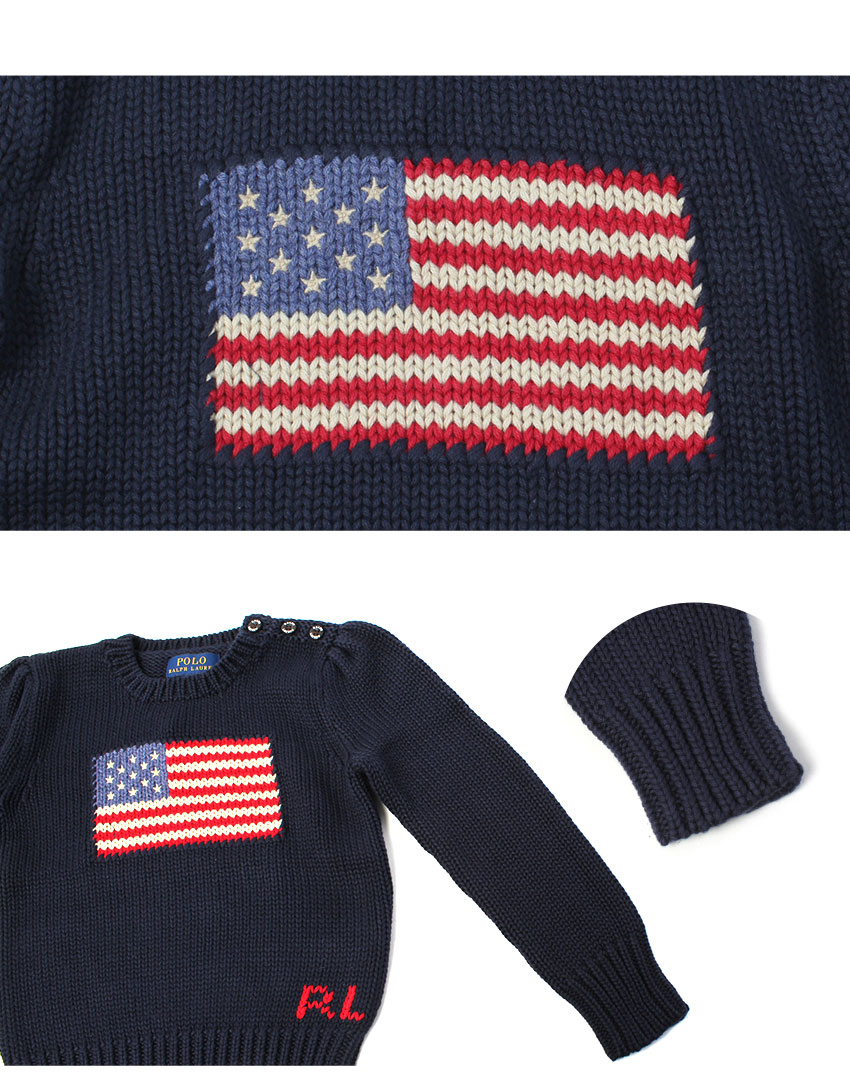 キッズ ジュニア 子供 セーター トップス 肩釦 プルオーバー 長袖 クルーネック ブランド ロゴ FLAG COTTON CREW SWEATER 312668609 キッズ ジュニア 子供 セーター トップス 肩釦 プルオーバー 長袖 クルーネック ブランド ロゴ FLAG COTTON CREW SWEATER 312668609