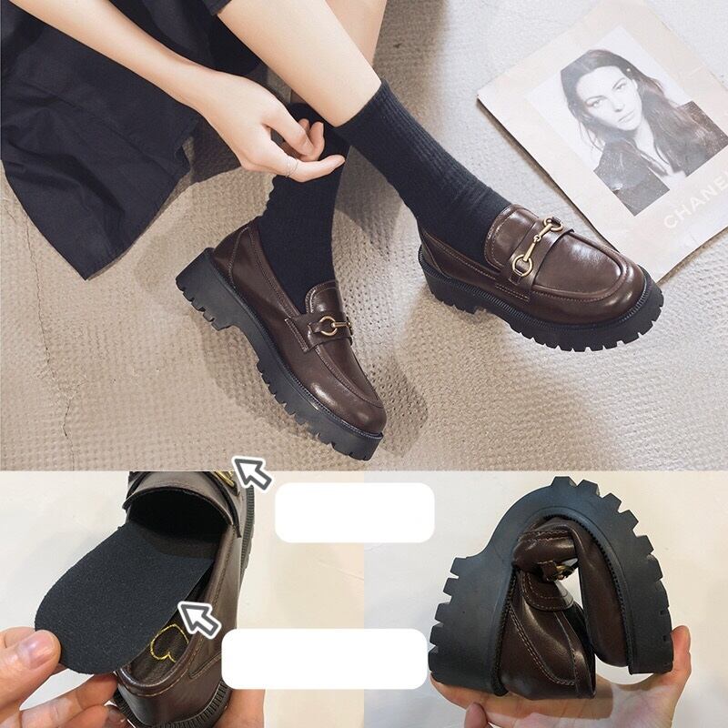 ビット付き ローヒール 厚底 l シューズ 靴 くつ クツ 4cmヒール 太