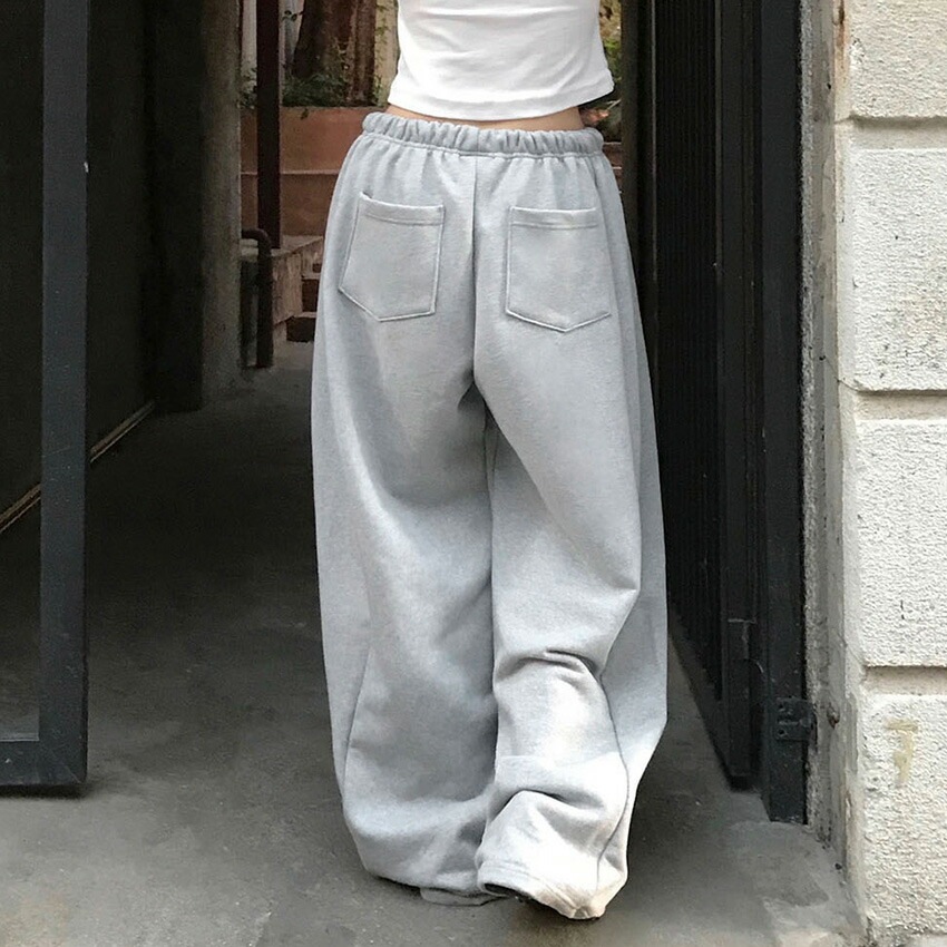 [メガ割りSALE]2TYPEサイドラインミニロゴワイドスウェットパンツ