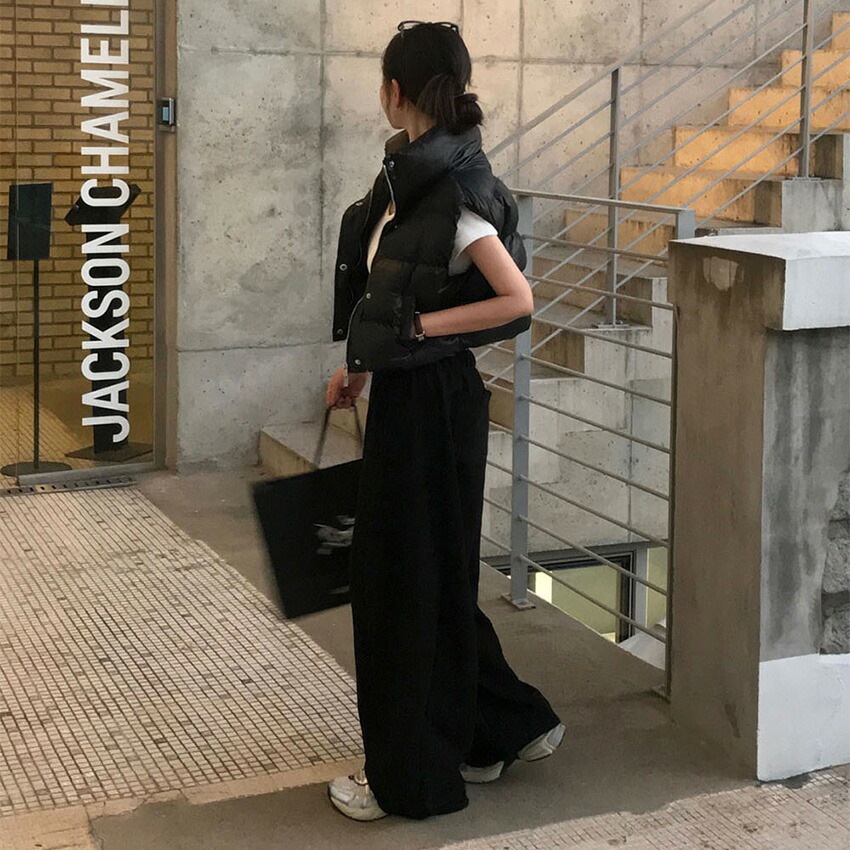 [メガ割りSALE]2TYPEサイドラインミニロゴワイドスウェットパンツ