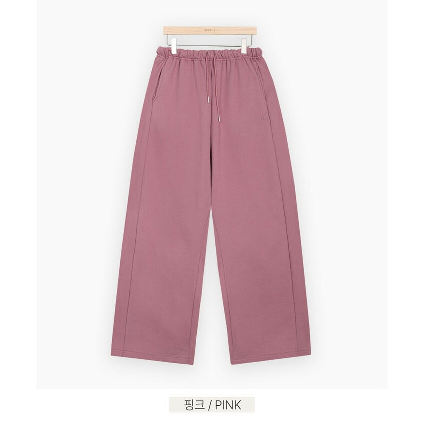 [メガ割りSALE]2TYPEサイドラインミニロゴワイドスウェットパンツ
