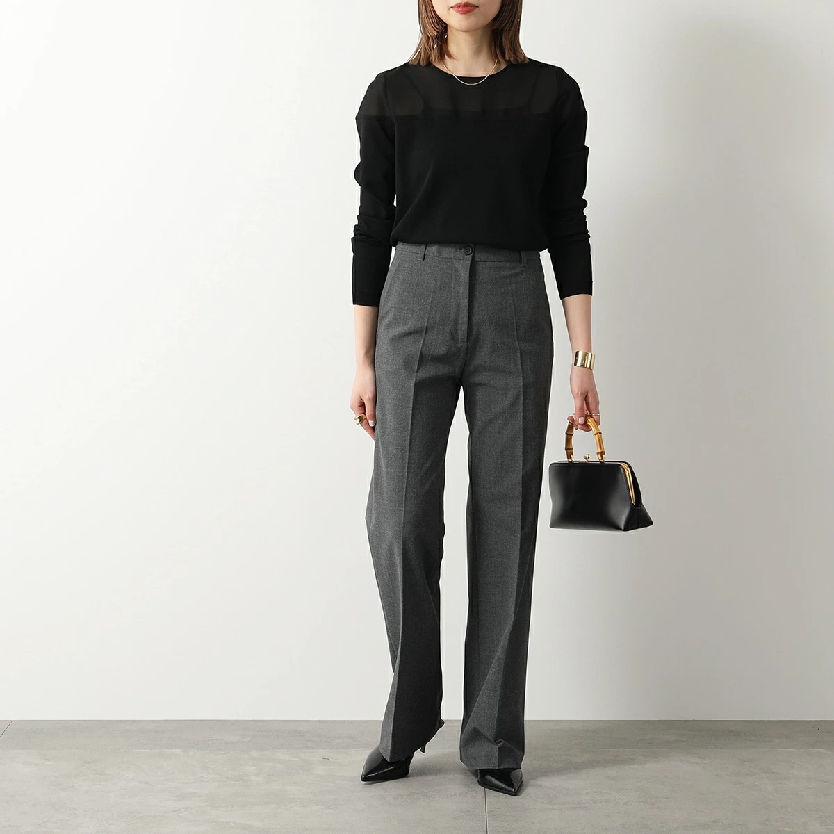 Semicouture セミクチュール スラックスパンツ DAMIENNE Y4SI16 レディース センタープレス ストレート ストレッチ Y49-0 Semicouture セミクチュール スラックスパンツ DAMIENNE Y4SI16 レディース センタープレス ストレート ストレッチ Y49-0