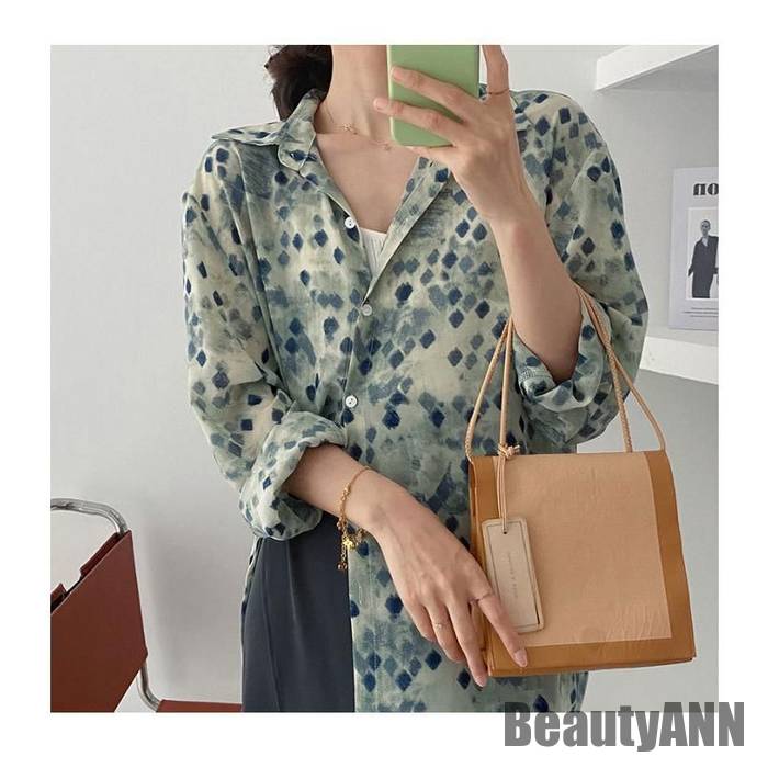 新生活 長袖ブラウス レディース シャツブラウス シャツ ブラウス 柄 小花柄 角襟 洗練 透け感 冷房対策 ゆるい カジュアル トップス 春夏秋 春新作 秋 春 冬 秋ファッション 冬物 春物 秋物