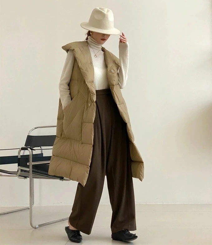ダウンベスト ロング レディース ロングダウンベスト アウター ベスト ダウン ロングベスト ロング丈 保温性 防寒 秋冬 フード付き 大きいサイズ 暖かい デイリー 普段使い 上品 お呼ばれ おしゃ