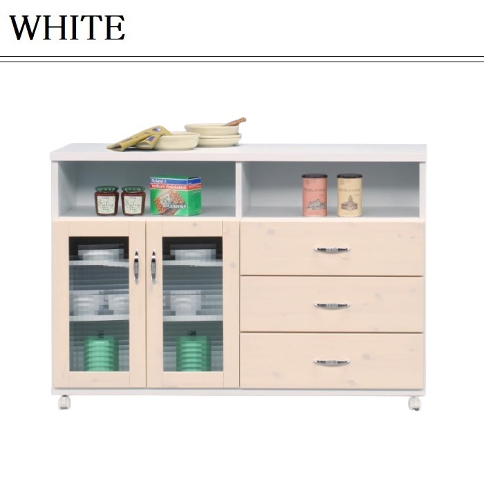 バニラ キッチンカウンター 幅117cm レンジ台 キッチンボード 収納 キッチンワゴン 食器棚 バニラ キッチンカウンター 幅117cm レンジ台 キッチンボード 収納 キッチンワゴン 食器棚