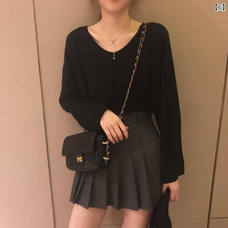 レディース トップス カジュアル おしゃれ エレガント 春秋 スリム Vネック 長袖 Tシャツ 丈 韓国 シャツ レディース トップス カジュアル おしゃれ エレガント 春秋 スリム Vネック 長袖 Tシャツ 丈 韓国 シャツ