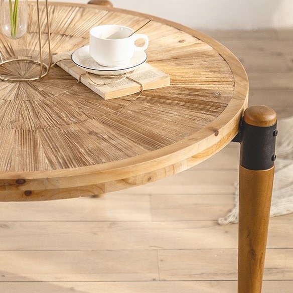 コーヒーテーブル ウッドカラー わびさびスタイル 丸テーブル コーヒーテーブル センターテーブル 北欧 木目 カントリー ナチュラル