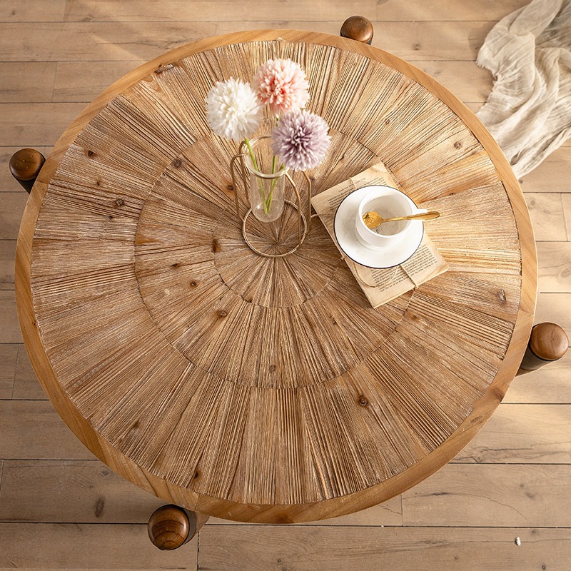 コーヒーテーブル ウッドカラー わびさびスタイル 丸テーブル コーヒーテーブル センターテーブル 北欧 木目 カントリー ナチュラル