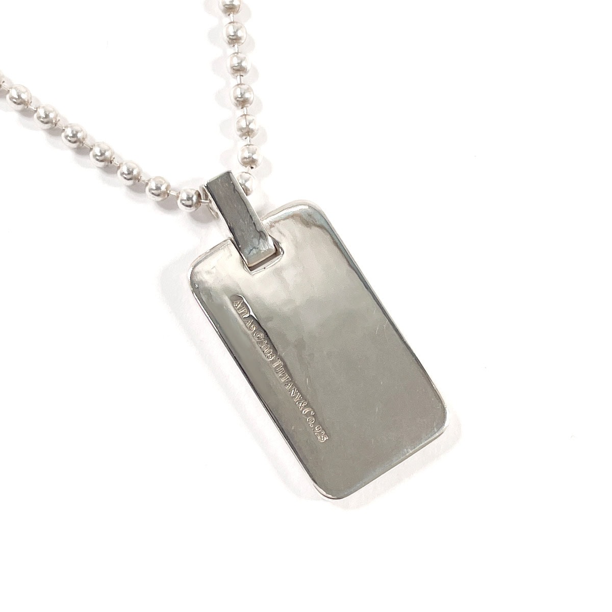 Tiffanyボールチェーン アトラス プレート ネックレス シルバー