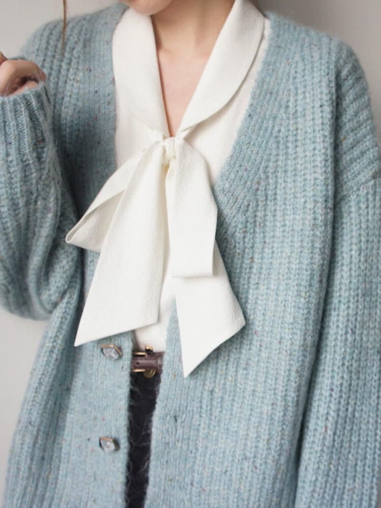 ゆったりルーズニットカーディガン ニットカーディガン セーターカーディガン 長袖カーディガン カーディガン水色 ニット カーディガン 水色 ライトブルー 韓国 オルチャン レディース 長袖