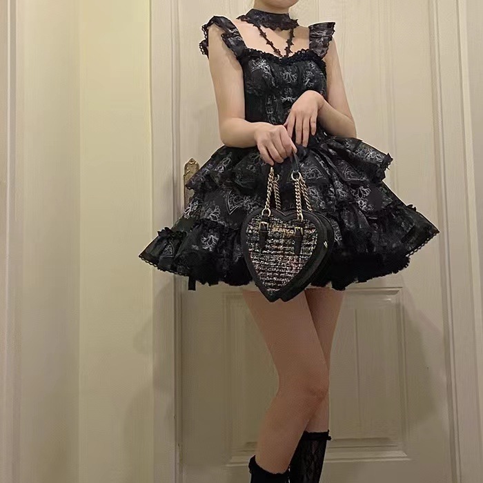 ロリータスカート ロリータ 恋人 バレエ 春夏 超可愛い スイートドレス スーパー サスペンダースカート プリンセスロー