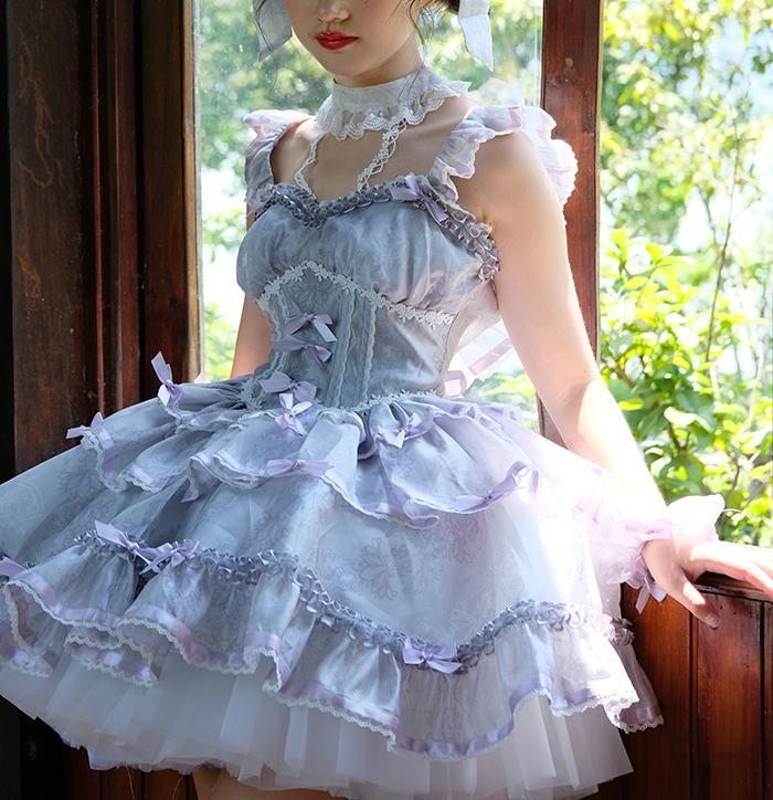 ロリータスカート ロリータ 恋人 バレエ 春夏 超可愛い スイートドレス スーパー サスペンダースカート プリンセスロー