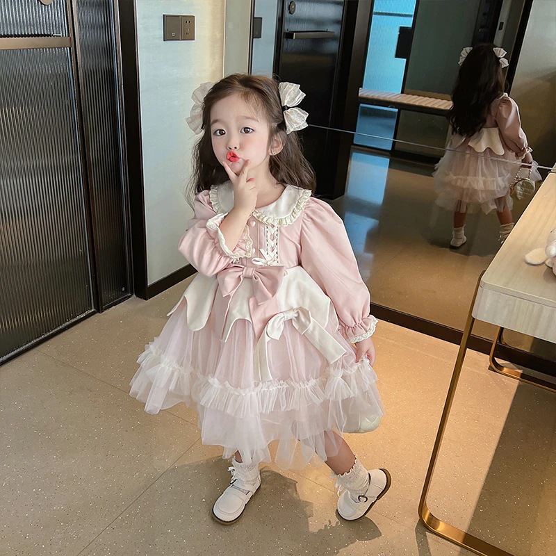 女の子の秋ワンピース洋風モダンロリータプリンセススカート子供の春と秋の赤ちゃんスカート