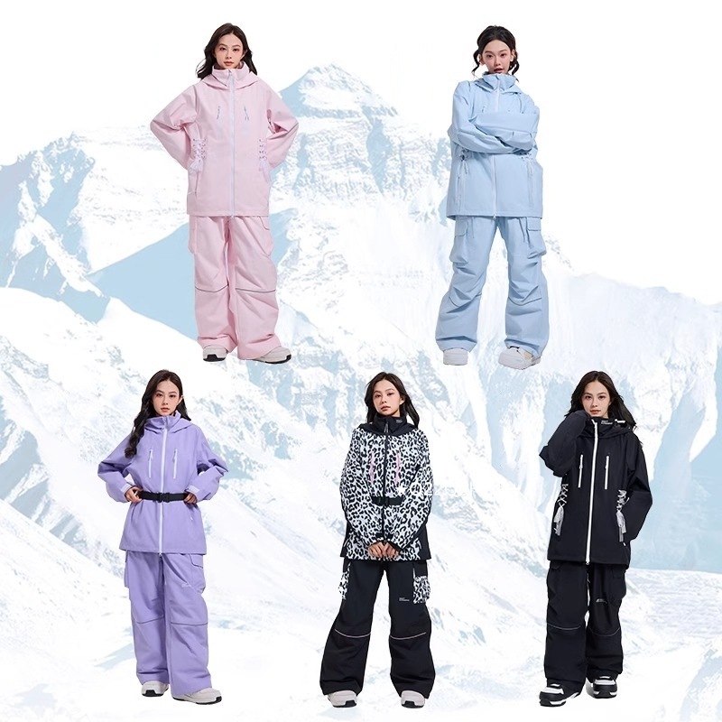 スノボウェア 2024 2025 上下セット メンズ レディース アウター ジャケット パンツ ズボン ヒョウ柄 ウィンタースポーツ スノーボードウェア スキーウェア スノーウェア 防水防寒 韓国風