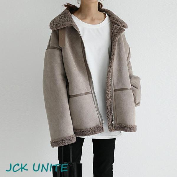 フライトジャケット レディース ボア コート フェイクムートン 裏起毛 カジュアル アウター ジャケット 秋冬 裏ボア スウェード スエード トレンド