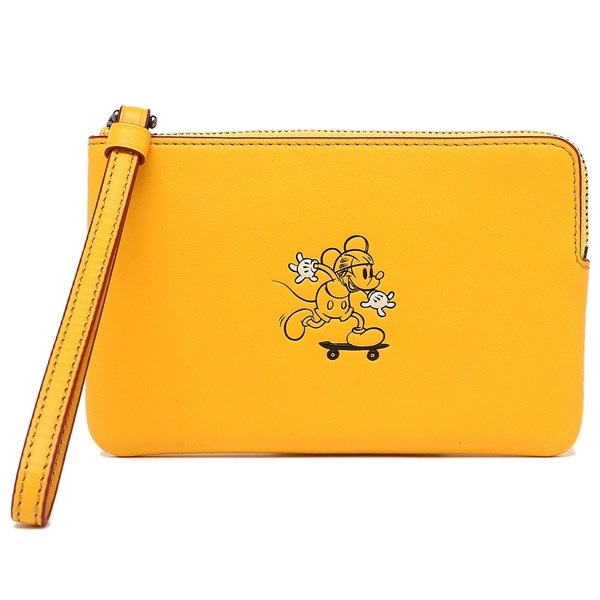 コーチ ポーチ アウトレット COACH F59528 QBBAN ミッキー コーナー ジップ リストレット ディズニ― コスメポーチ バナナ コーチ ポーチ アウトレット COACH F59528 QBBAN ミッキー コーナー ジップ リストレット ディズニ― コスメポーチ バナナ