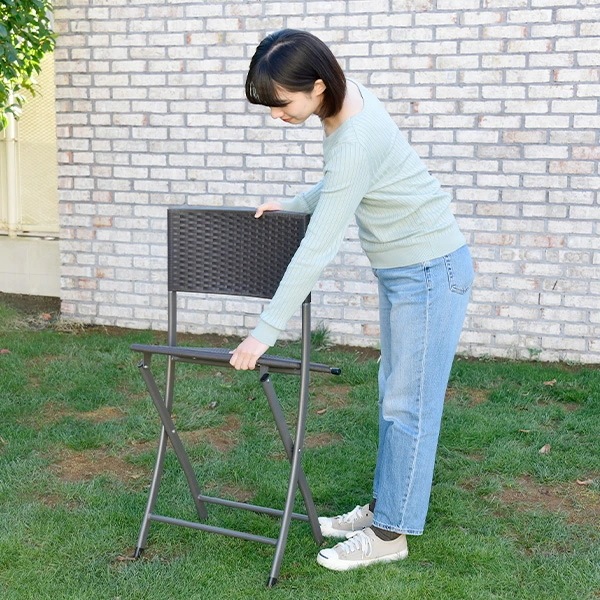 ガーデン テーブル セット コンパクト 3点セット ラタン調