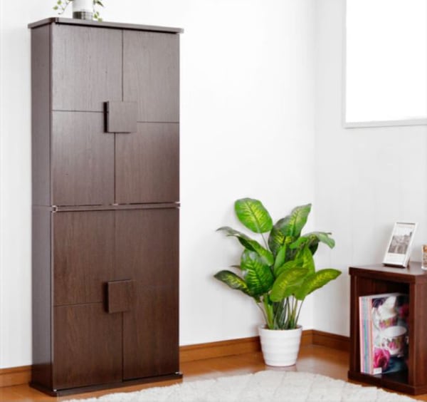 本棚 8段 CDラック 収納キャビネット 4枚扉 約幅49cm