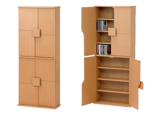 本棚 8段 CDラック 収納キャビネット 4枚扉 約幅49cm