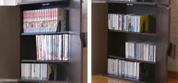 本棚 8段 CDラック 収納キャビネット 4枚扉 約幅49cm