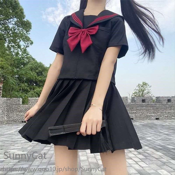 楽天市場】Teen-WK02黒色セーラー服Bigサイズ赤3本線高校生