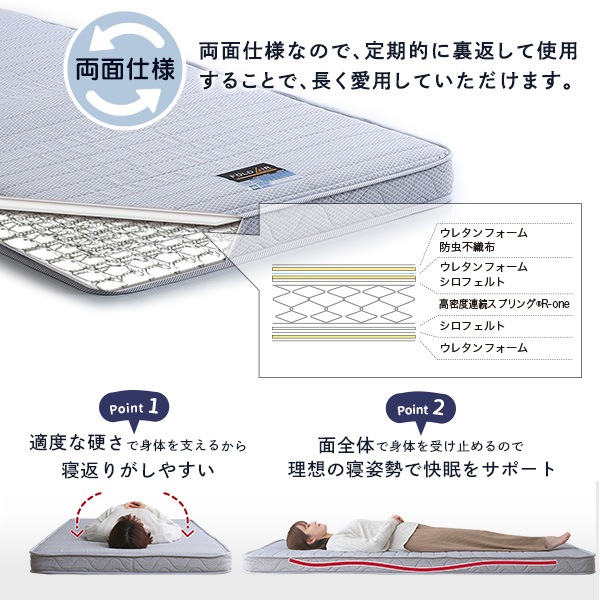 【マットレス単体】 フランスベッド たためるスプリングマットレス シングルサイズ 日本製
