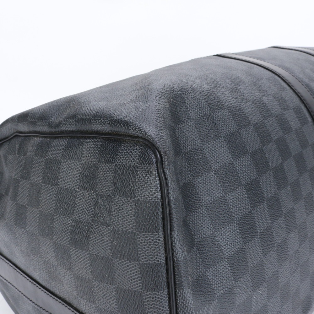 極美品 ダミエ グラフィット キーポル バンドリエール55 N41413 レザー×コーティングキャンバス ボストン バッグ 出張 旅行 ショルダー メンズ ELE BH22-6 中古