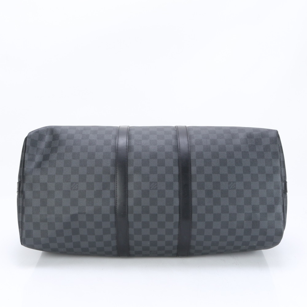 極美品 ダミエ グラフィット キーポル バンドリエール55 N41413 レザー×コーティングキャンバス ボストン バッグ 出張 旅行 ショルダー メンズ ELE BH22-6 中古