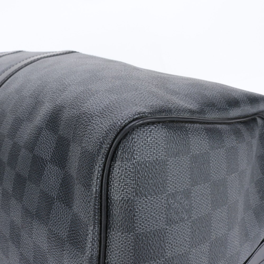 極美品 ダミエ グラフィット キーポル バンドリエール55 N41413 レザー×コーティングキャンバス ボストン バッグ 出張 旅行 ショルダー メンズ ELE BH22-6 中古