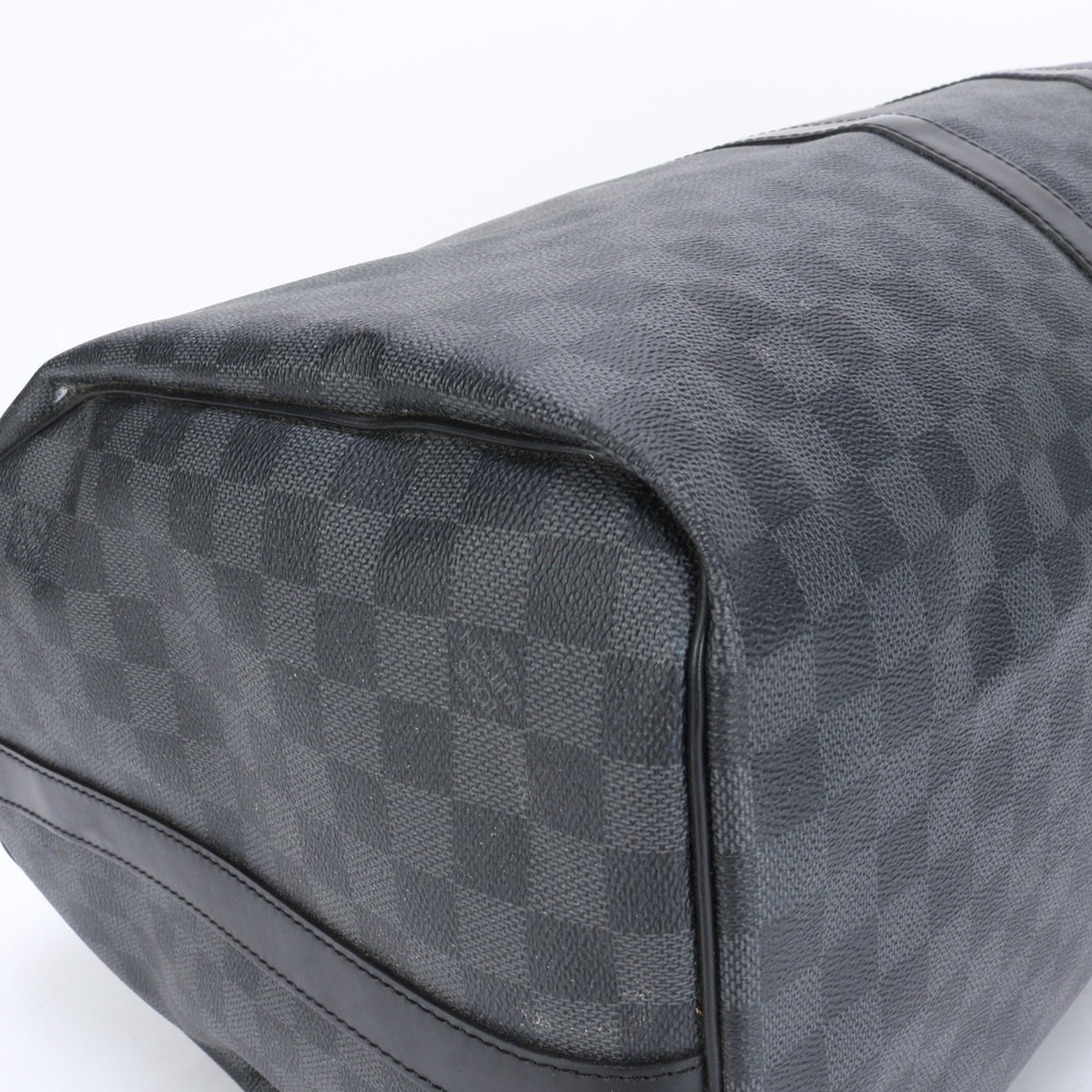 極美品 ダミエ グラフィット キーポル バンドリエール55 N41413 レザー×コーティングキャンバス ボストン バッグ 出張 旅行 ショルダー メンズ ELE BH22-6 中古