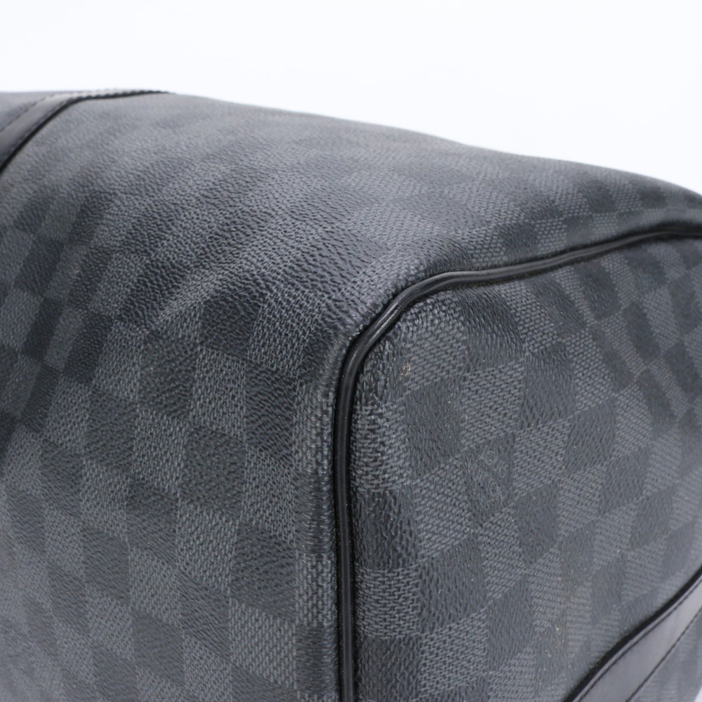 極美品 ダミエ グラフィット キーポル バンドリエール55 N41413 レザー×コーティングキャンバス ボストン バッグ 出張 旅行 ショルダー メンズ ELE BH22-6 中古