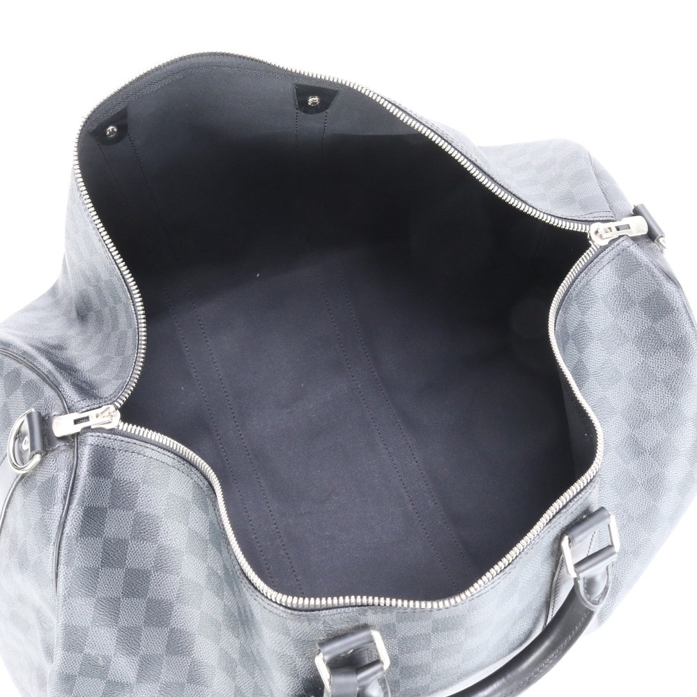 極美品 ダミエ グラフィット キーポル バンドリエール55 N41413 レザー×コーティングキャンバス ボストン バッグ 出張 旅行 ショルダー メンズ ELE BH22-6 中古