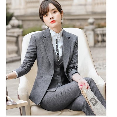 Qoo10] スーツレディース 5点セット ベスト付き : レディース服