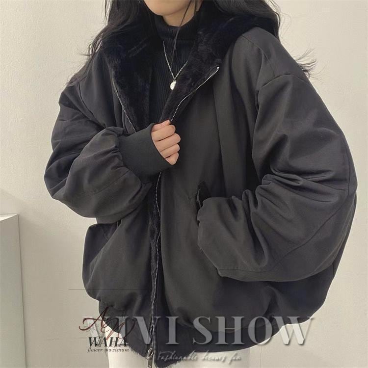 作トレンド中綿ジャケットレディース厚裏ボアマウンテンパーカー裏起毛冬コートブルゾン