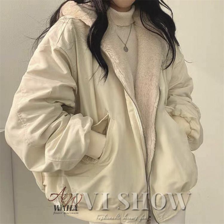 作トレンド中綿ジャケットレディース厚裏ボアマウンテンパーカー裏起毛冬コートブルゾン