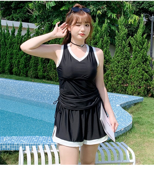 3点セット タンキニ 水着 レディース 体型カバー 大きいサイズ ラッシュガード 長袖 プラスサイズ セパレート 露出控えめ インナーパンツ ワイヤーなし パッド付 短パン 海 プール リゾート おし