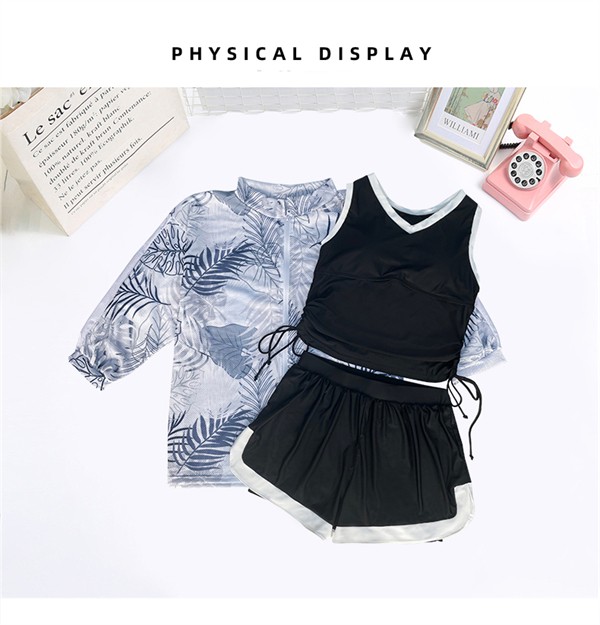 3点セット タンキニ 水着 レディース 体型カバー 大きいサイズ ラッシュガード 長袖 プラスサイズ セパレート 露出控えめ インナーパンツ ワイヤーなし パッド付 短パン 海 プール リゾート おし