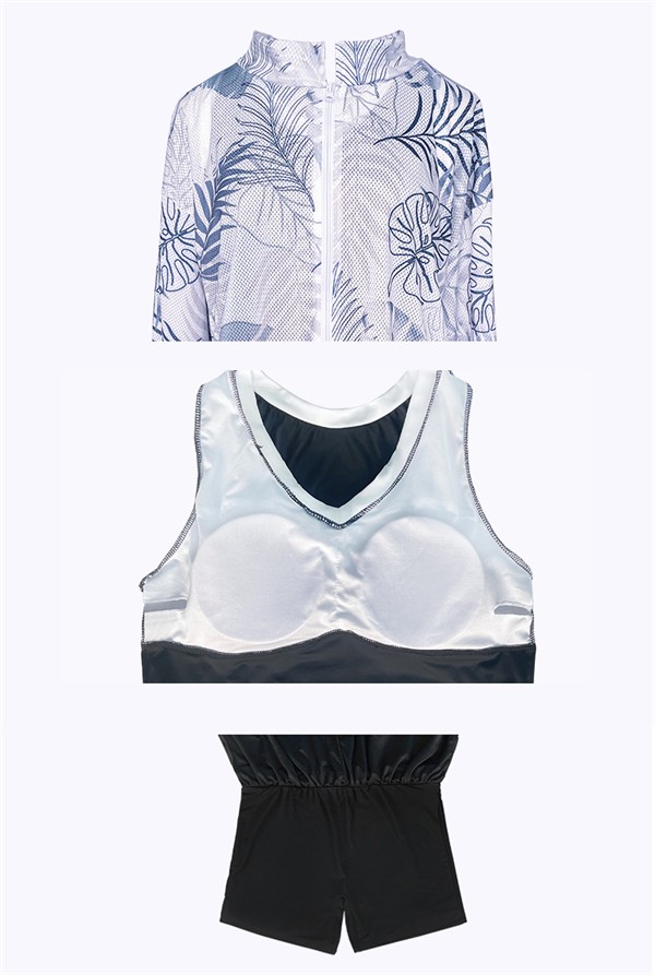 3点セット タンキニ 水着 レディース 体型カバー 大きいサイズ ラッシュガード 長袖 プラスサイズ セパレート 露出控えめ インナーパンツ ワイヤーなし パッド付 短パン 海 プール リゾート おし