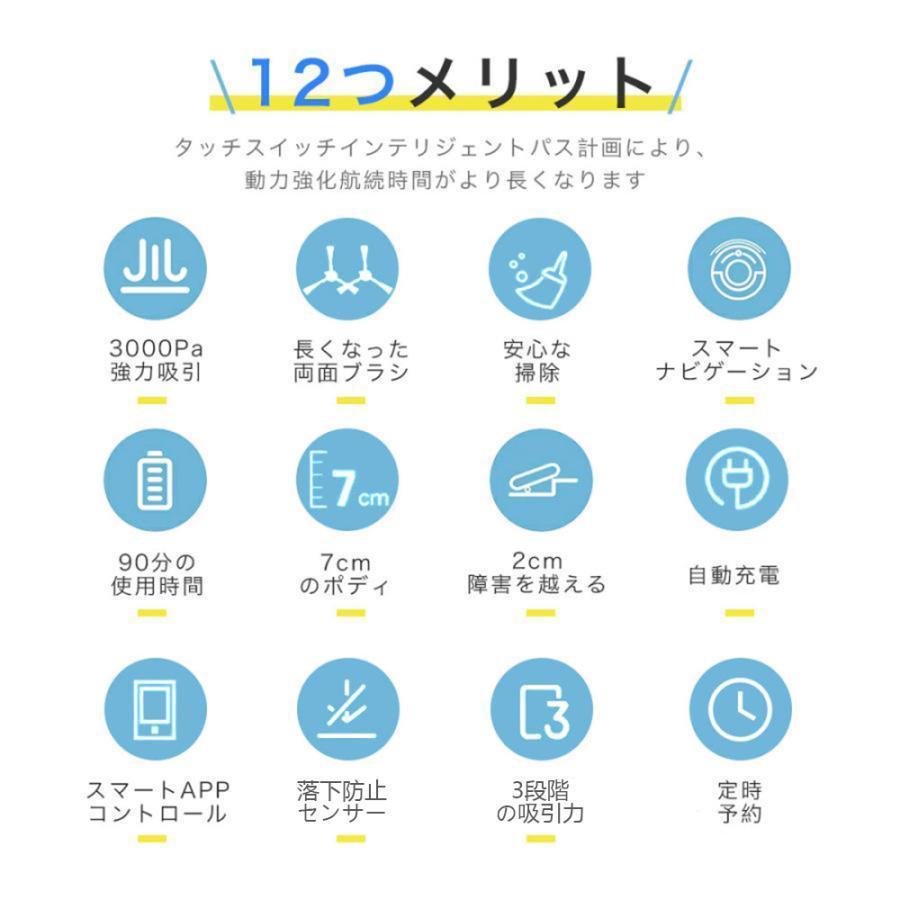 ロボット掃除機 水拭き両用 超薄型 省エネ 3000Pa強力吸引力 静音 多様なアプリ機能 落下防止 衝突防止 Wi-fi 遠隔操作 自動充電 お掃除ロボット シンプル操作
