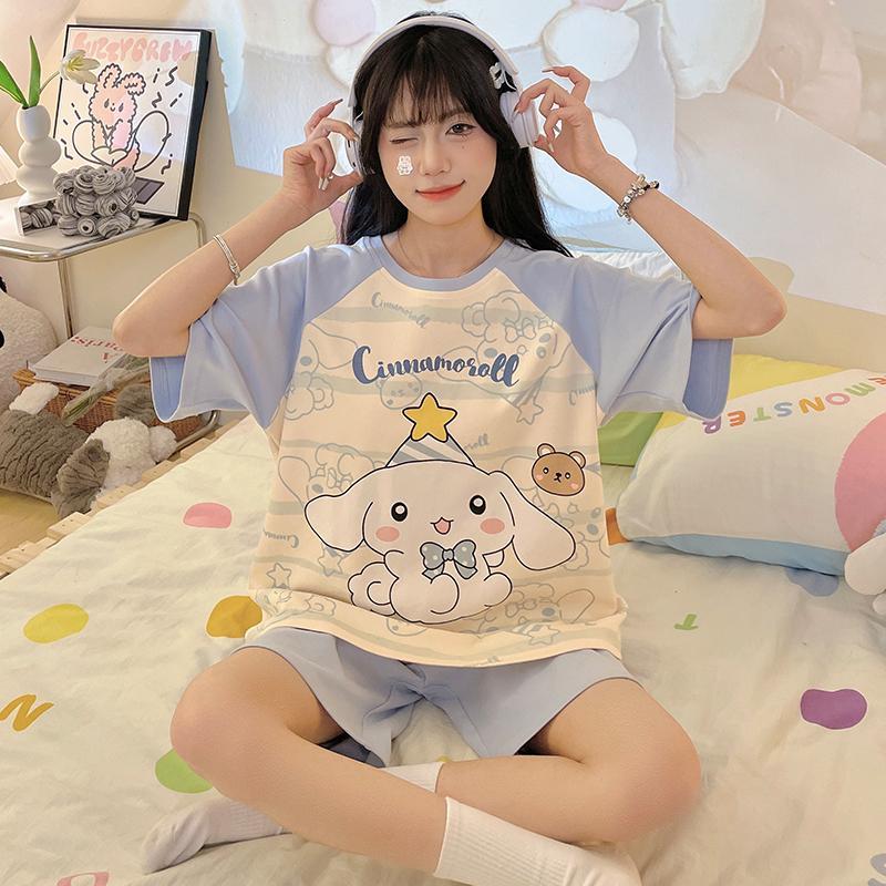 【極速出荷】Insプリンセス風パジャマ少女半袖純綿アニメかわいい2点セットホーム服