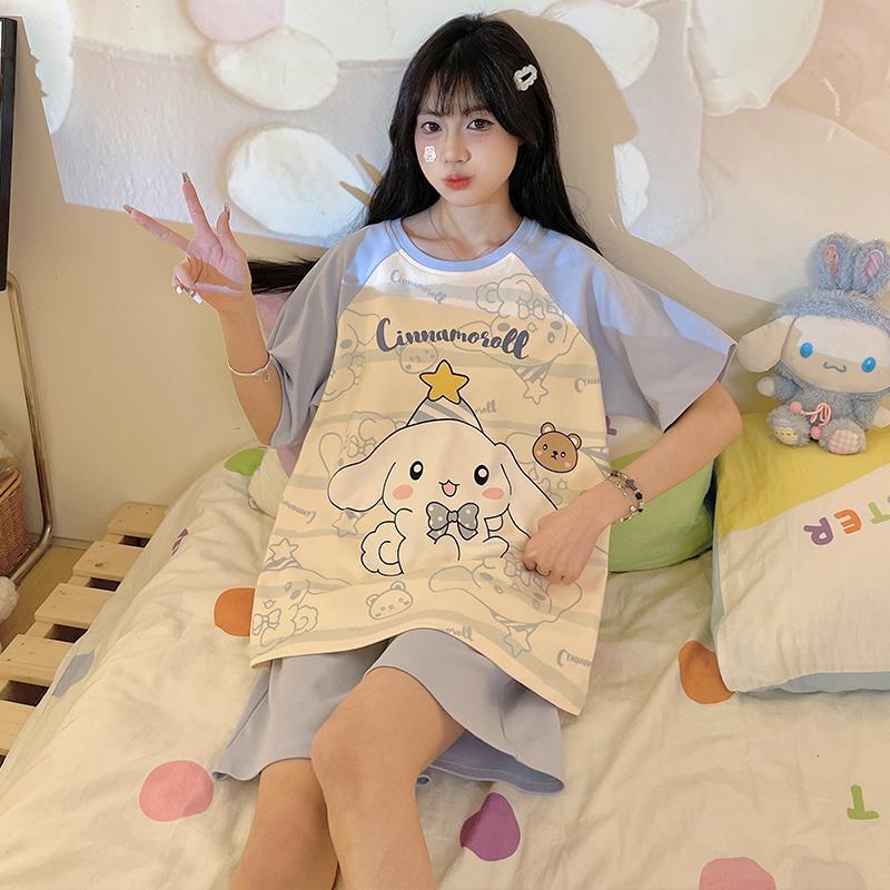 【極速出荷】Insプリンセス風パジャマ少女半袖純綿アニメかわいい2点セットホーム服