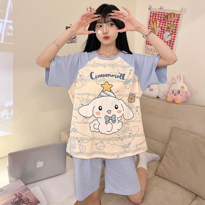 【極速出荷】Insプリンセス風パジャマ少女半袖純綿アニメかわいい2点セットホーム服