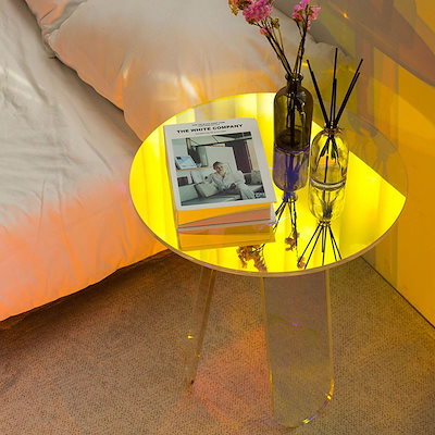 取付無料！オーロラ ホログラム 韓国風アクリル円形ミニサイドテーブル✨ 取付無料！オーロラ ホログラム 韓国風アクリル円形ミニサイドテーブル