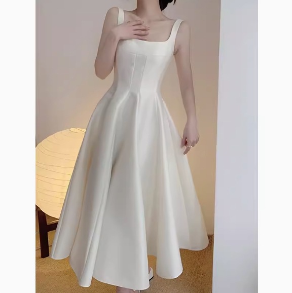 ドレス ワンピース パーティー 結婚式 二次会 披露宴 演奏会 発表会 ステージ キャバ ダンス 衣装 演劇 ラウンジ クラブ ロング 袖なし ノースリーブ スクエアネック マーメイド タイト スリム