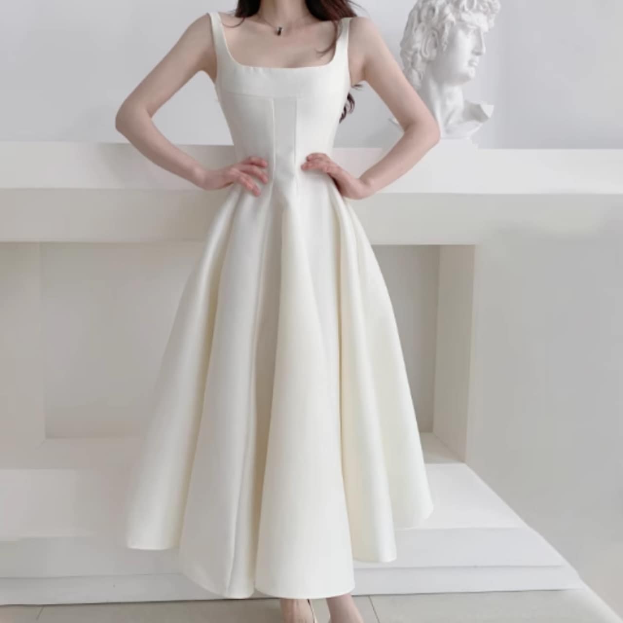 ドレス ワンピース パーティー 結婚式 二次会 披露宴 演奏会 発表会 ステージ キャバ ダンス 衣装 演劇 ラウンジ クラブ ロング 袖なし ノースリーブ スクエアネック マーメイド タイト スリム