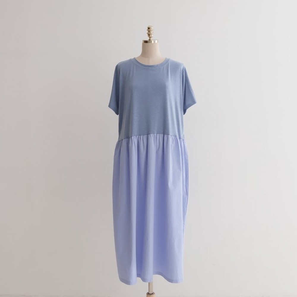 (Elysia) ネイサンカラーフレア半袖ワンピース (Elysia) ネイサンカラーフレア半袖ワンピース