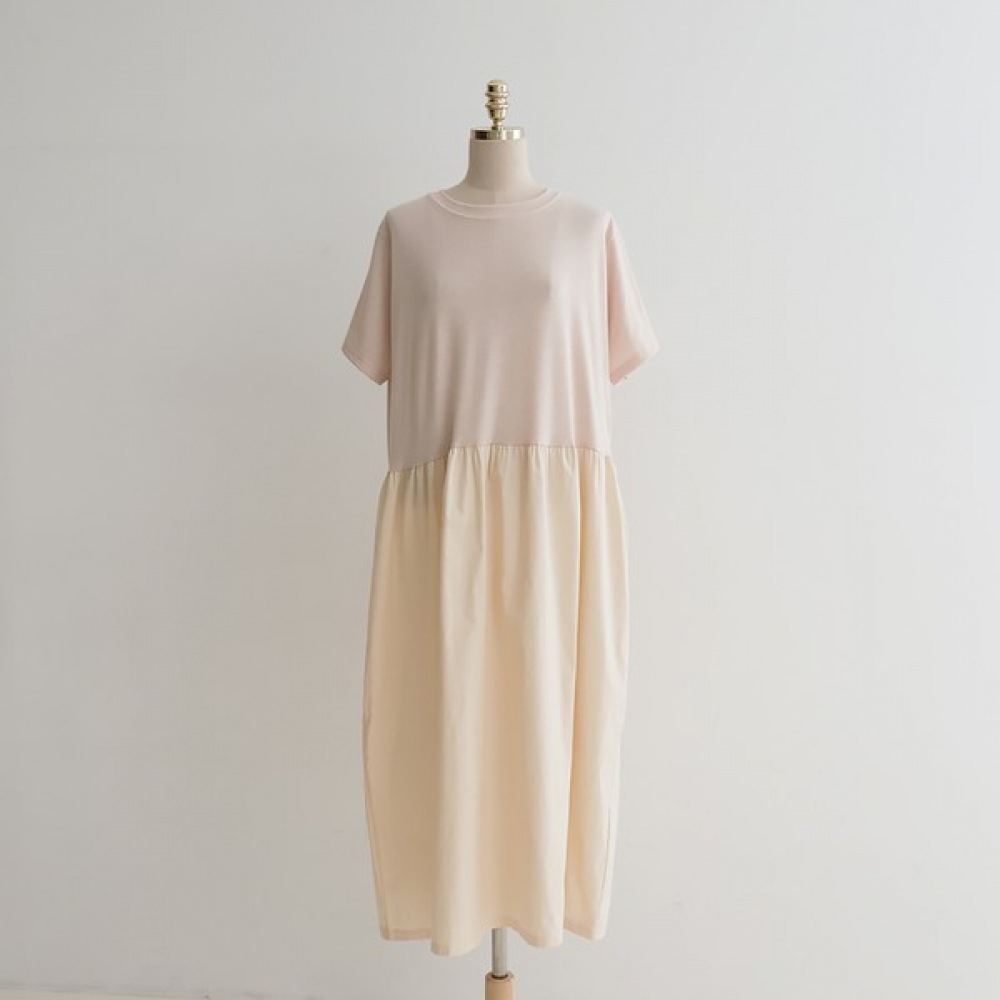 (Elysia) ネイサンカラーフレア半袖ワンピース (Elysia) ネイサンカラーフレア半袖ワンピース