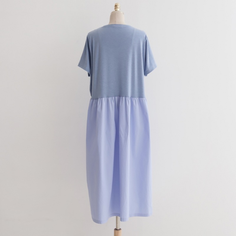 (Elysia) ネイサンカラーフレア半袖ワンピース (Elysia) ネイサンカラーフレア半袖ワンピース