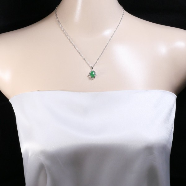 翡翠 ひすい ネックレス プラチナ Pt850 Pt900 ヒスイ 3.03ct ダイヤモンド 0.63ct 鑑付 本物保証 超美品 ノーブランド No brand ネックレス 鑑別書 Pt850 プラチナ Pt900 ヒスイ 翡翠 レディース 中古